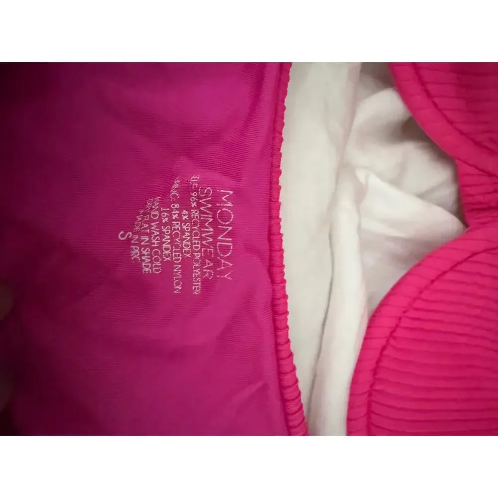 $180 MSRP Monday Swimwear Pink bathing suit SET  SIZE SMALL